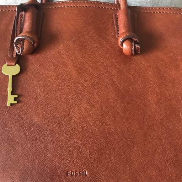 Fossil Skylar Cow Leather Satchel brown shoulder bag - Picture 2 of 10